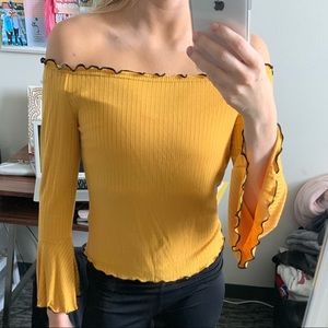 Mustard off the shoulder top!